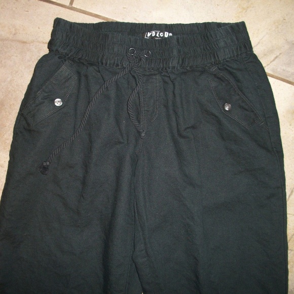 Volcom Dark Green Casual Linen Beach Pants Slacks - Picture 3 of 4